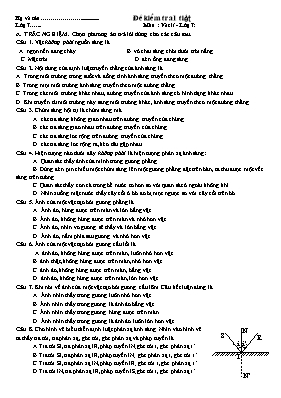 Đề kiểm tra một tiết Vật lí khối 7
